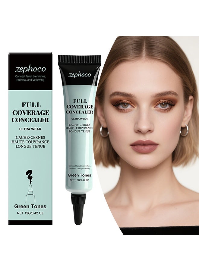 zephoco Make-Up Primer, Green Color Corrector Face Primer, Hydrating And Anti-Redness Makeup Base, Pore Minimizer For Red And Blemished Skin, Long-Lasting Vegan Primer For Smooth Makeup Application 12g(#Green tone) - Image 1
